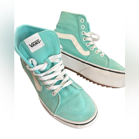 Vans Filmore Hi Tapere Platform in Aqua Sky Canvas sz 7 Sk8 sneaker lace up shoe - Picture 3 of 13